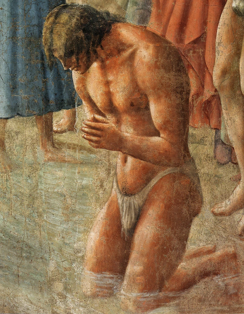 Cappella Brancacci - San Pietro Battista dei Neofiti, particolare del neofita